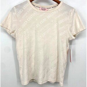 Juicy Sleep Lounge Set Women Size Large L Velour Logo Ivory Short JC9599X New